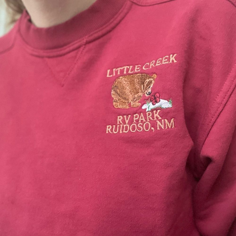 Vintage Y2K Embroidered Oversized Crewneck Sweater‎ Size Medium Red
